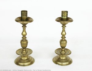 Pair Of Brass Candlesticks — Arthur Heygate Mackmurdo