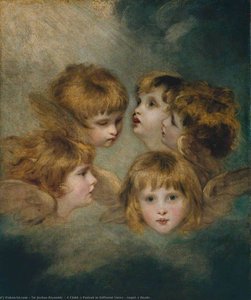 A Child's Portrait In Different Views 'angel's Heads' — Sir Joshua Reynolds