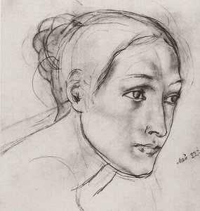 Female Head — Kuzma Petrov-vodkin