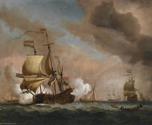 A Dutch Flagship In A Fresh Quartering Breeze, With Other Shipping Beyond — Willem Van De Velde The Younger