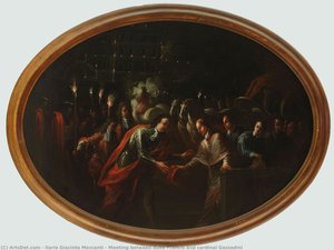 Meeting Between Duke Francis And Cardinal Gozzadini — Ilario Giacinto Mercanti, Baroque