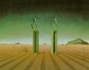 Composition (two Harlequins), 1942 — Salvador Dalí