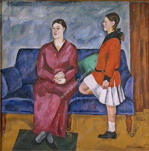 Portrait Of S. P. Konchalovsky With Her Daughter — Pyotr Konchalovsky, Contemporary Realism