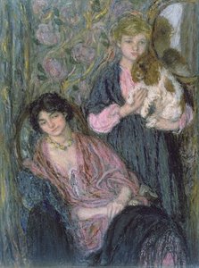 Two Women With A Spaniel