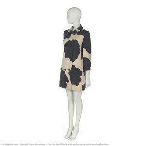 Coat In Bold Black And White Pony Print Wool Gabardine — Donald Marc Blumberg