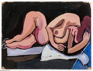 Female Nude Lying On Side — William H. Johnson