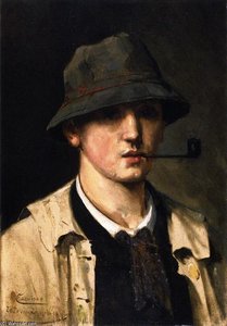 Self Portrait With Pipe [sketch] — Theo Van Rysselberghe, Neo-impressionism