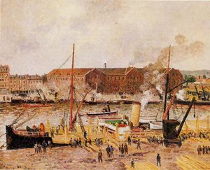 Unloading Wood At Rouen — Camille Pissarro, Impressionism