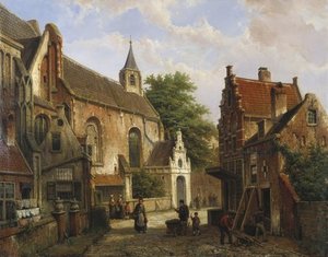 A Street Scene In Delft — Willem Koekkoek