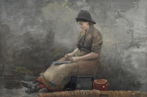 Fishergirl Baiting Lines — Winslow Homer