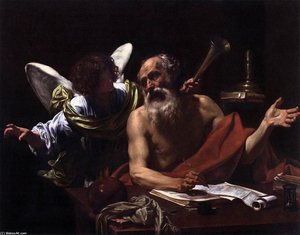 St Jerome And The Angel — Simon Vouet, Baroque Painting