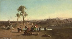 A View From The Desert Towards Cairo — Charles Théodore Frère Dit Frère Bey