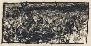 Sketch Of Two Men In Boat — Nicholas Roerich