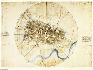 Town Plan Of Imola — Leonardo Da Vinci