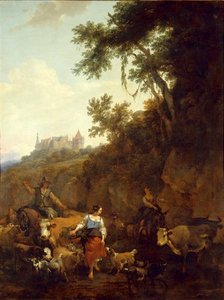 Landscape With Bentheim Castle In Background — Nicolaes Pietersz Berchem
