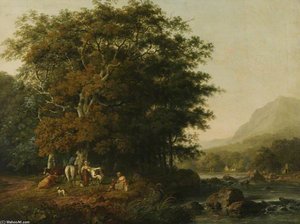 Milkmaids In A Welsh Landscape — George Barret The Elder