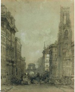 Fleet Street At Temple Bar With The Church Of St.dunstans-in-the-west — David Roberts