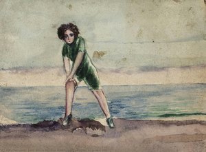 [Bather in green suit]