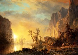 Sunset In The Rockies — Albert Bierstadt, Hudson River School