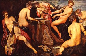 Women Making Music — Jacopo Tintoretto, Baroque