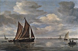Fishing Boats On A River — Jacob Salomonsz Ruysdael