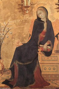 The Annunciation And Two Saints (detail) — Simone Martini