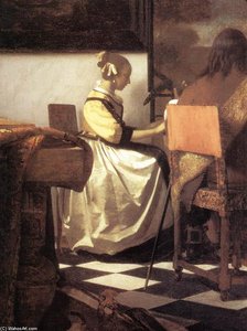 The Concert (detail) — Johannes Vermeer, Baroque