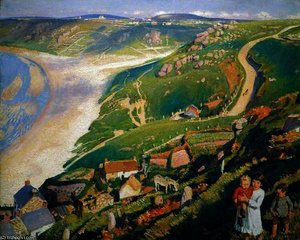 Autumn Sunlight, Sennen Cove, Cornwall — Dame Laura Knight, Impressionism