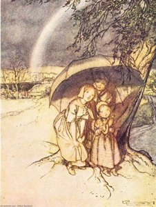 Mother Goose. Rain, Rain, Go Away — Arthur Rackham