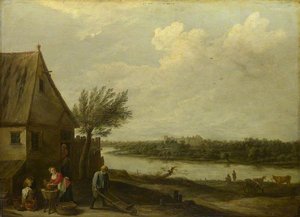 A Cottage By A River With A Distant View Of A Castle — David Teniers The Younger