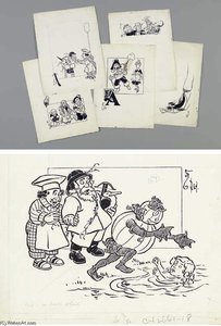 Six Original Pen-and-ink Drawings For The Pearl And The Pumpkin
