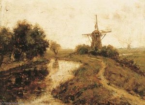 Windmills By A River — Paul Joseph Constantine Gabriel