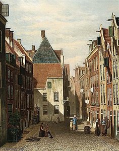 A Street Scene In A Dutch Town — Oene Romkes De Jongh