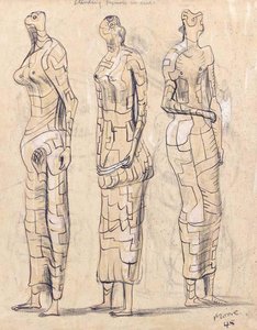 Three Standing Figures In Lead — Henry Moore