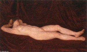 Nude In Red Background - — Károly Ferenczy