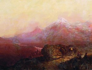 A Mountain Landscape With Horses — Ilya Nikolaevich Zankovsky, Romanticism