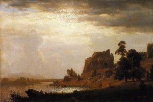 On The Sweetwater Near The Devil's Gate — Albert Bierstadt