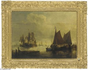 Fishing Boats In A Calm Off The Dutch Coast — Charles Martin Powell