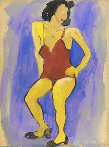 Standing Woman In Red Bathing Suit — William H. Johnson, Expressionism