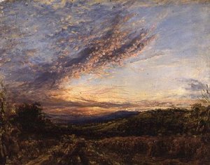 Sunset Over A Moorland Landscape — John Linnell