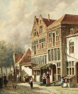 Villagers In The Streets Of A Dutch Town — Pieter Gerard Vertin
