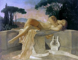 Girl In A Basin Unfinished — Hippolyte-paul Delaroche
