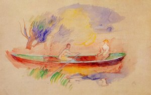 Two Women In A Rowboat — Pierre-auguste Renoir, Impressionist Landscape
