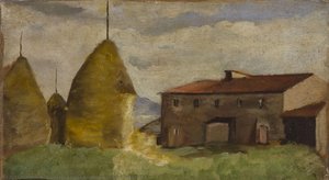 Farmhouse And Haystacks — Silvestro Lega