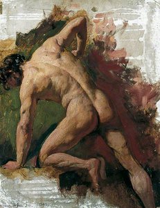 Male Nude Sawing — William Etty