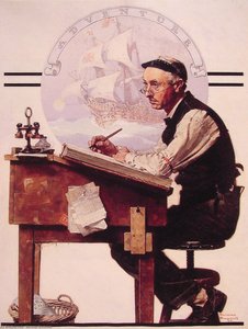 Daydreaming Bookeeper (adventure) — Norman Rockwell