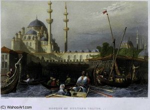 Mosque Of Sultana Valide From The Port — William Henry Bartlett