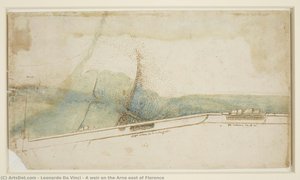 A Weir On The Arno East Of Florence — Leonardo Da Vinci