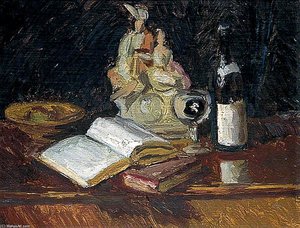 Still Life With A Staffordshire Figure And A Wine Bottle — Duncan Grant