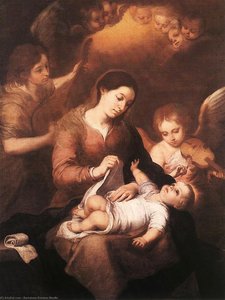 Mary And Child With Angels Playing Music — Bartolomé Esteban Murillo